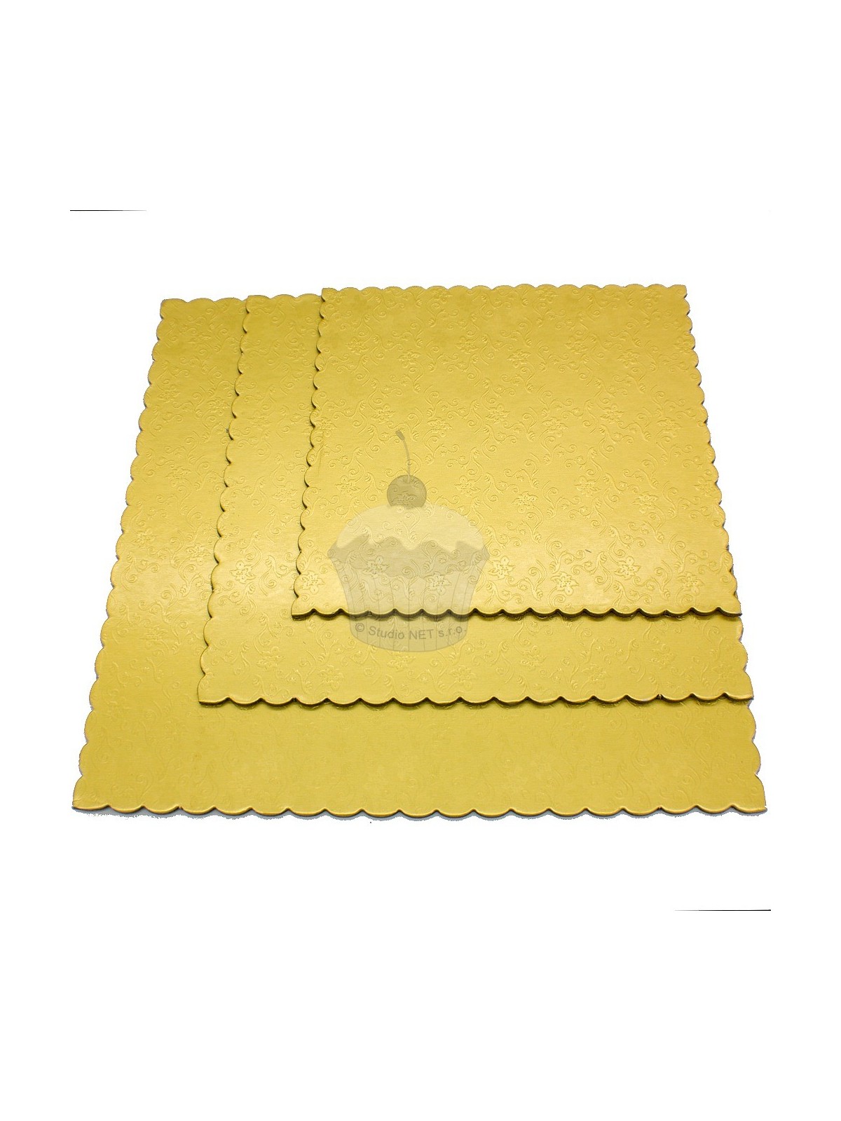 Set of 3 golden cake boards - square