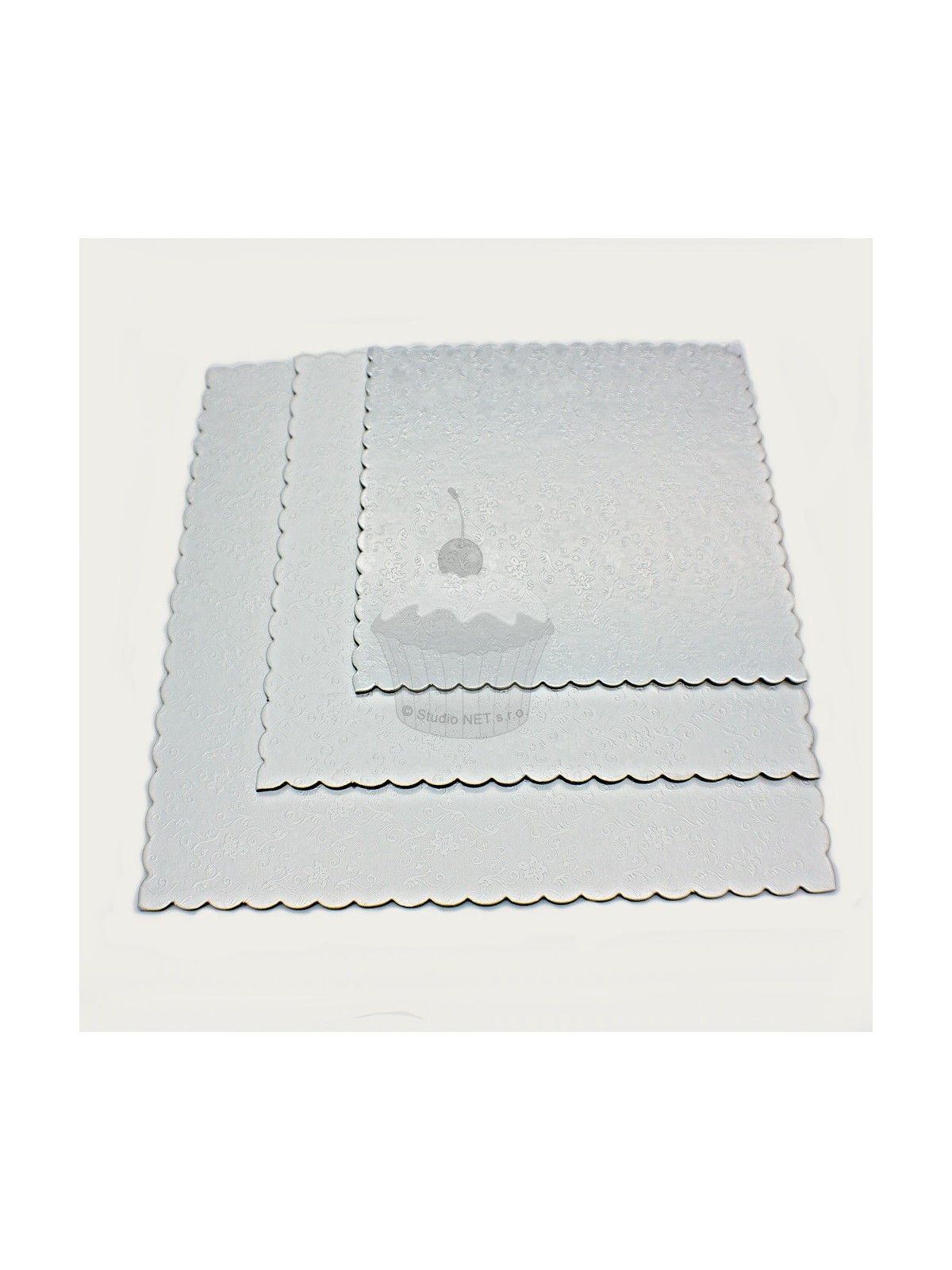 Set aus 3 Untersetzer für Kuchen - Silber - Quadrat