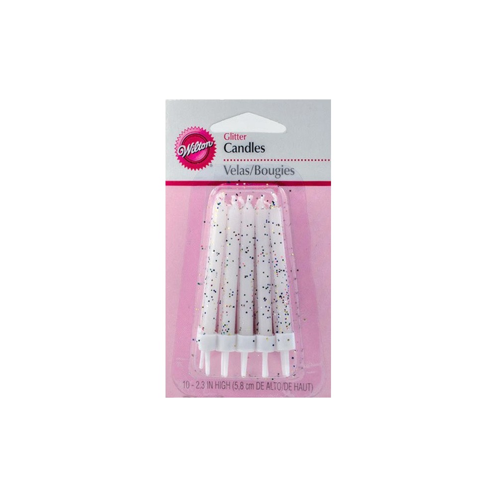 Cake candle - glittering white 10pcs