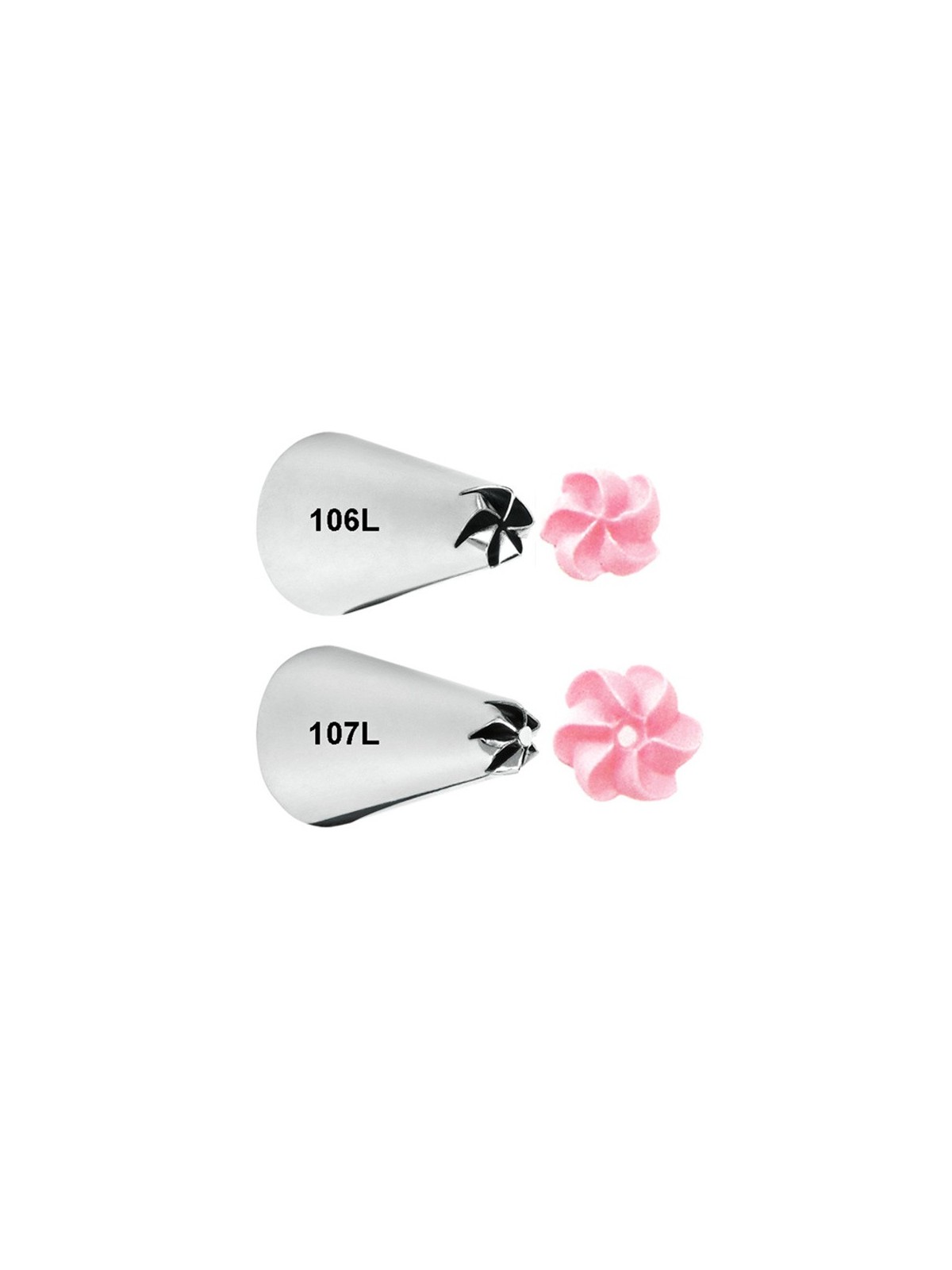 Wilton Decorating Tip Set - Flower Nozzle #106, #107 for left-handers