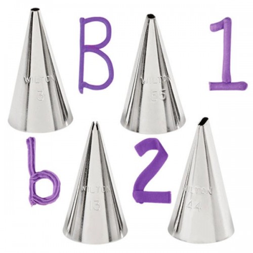 Wilton Set of Piping Tips - Writing tip #3, tip #55, tip #13, tip #44.