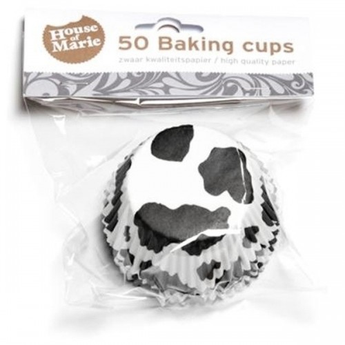 HoM Baking Cups - Cow spot black - pk/50