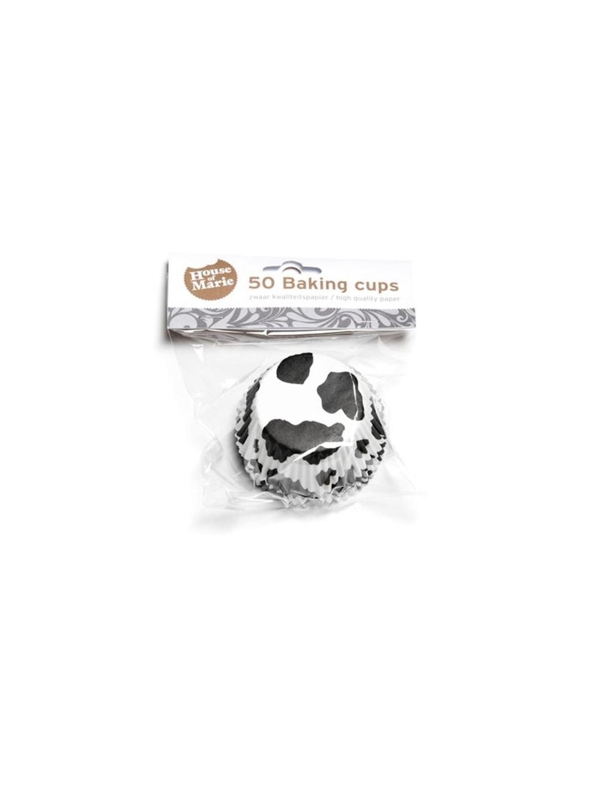 House of Marie Baking cups Cow spot black - pk/50