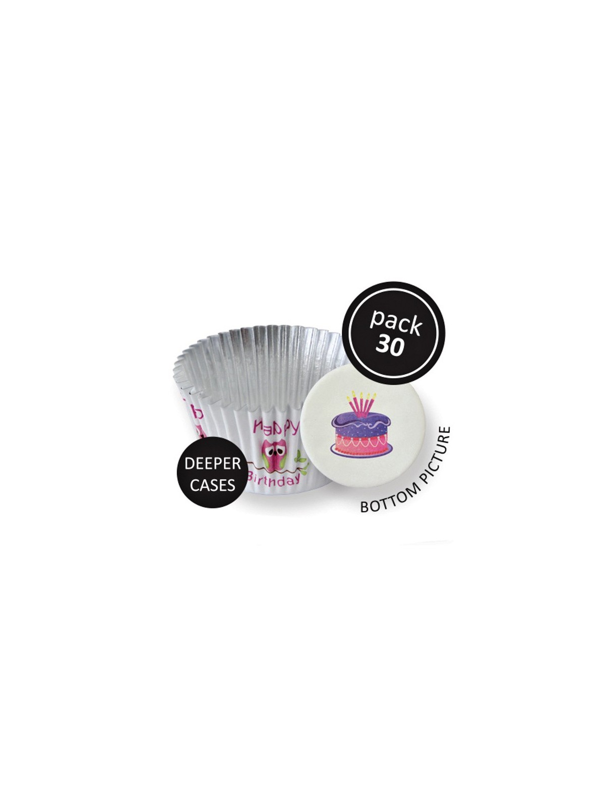 PME pastry baking cups with foil - owls - 30pcs