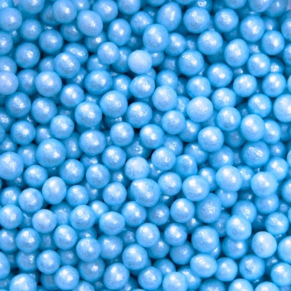 Cukrové perličky 4mm - modrá perleť - 100g