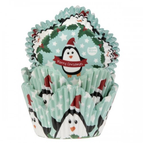 HoM Confectionery Cups Tulip - Christmas Penguin - 50pcs