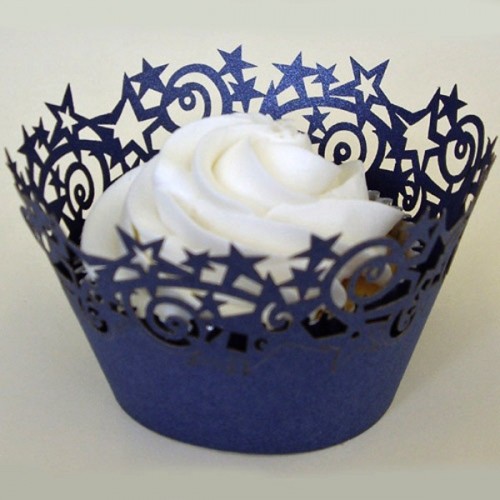 PME Cupcake Wrappers - lace cup - navy blue - 12pcs