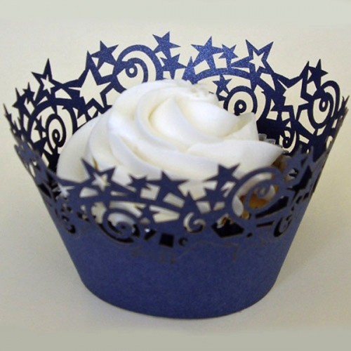PME Stars Cupcake Wrappers Midnight Blue pk/12