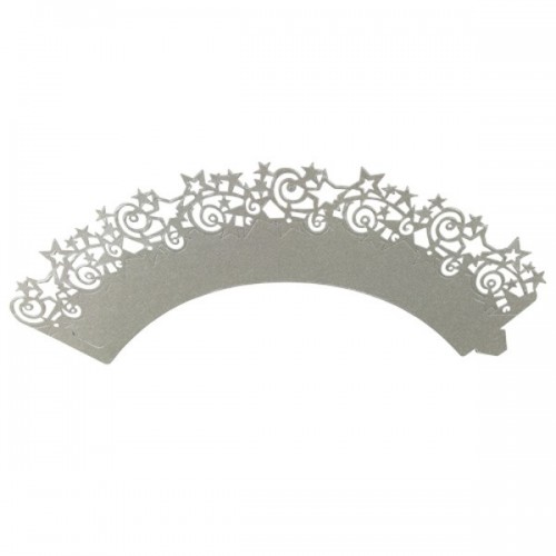 PME Cupcake Wrappers - Lace Cup - Silver - 12pcs