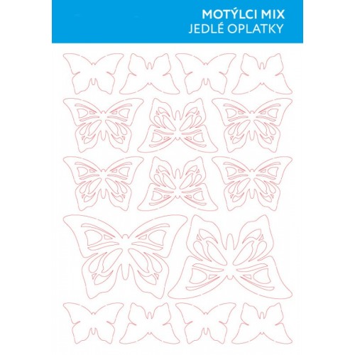 Jedlý papier karta - Motýľ mix prerezávané 
