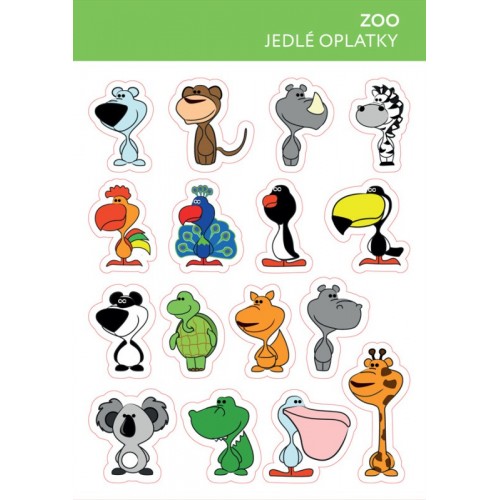 Edible paper card - zoo animals - 16 pcs