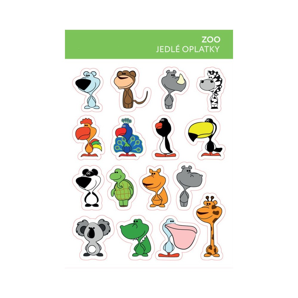 Edible paper card - zoo animals - 16 pcs