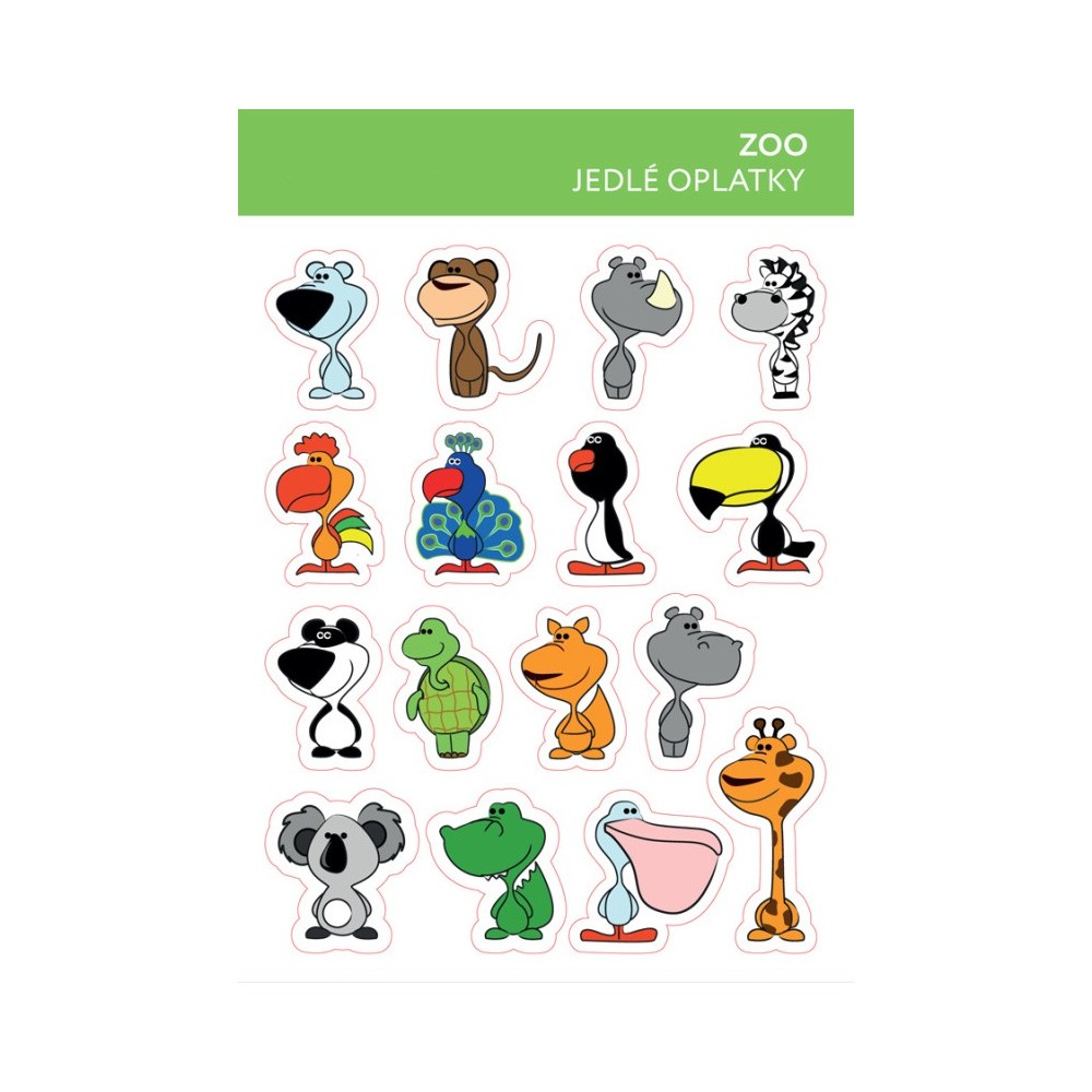 Edible paper Card - Zoo animals - 16 pieces