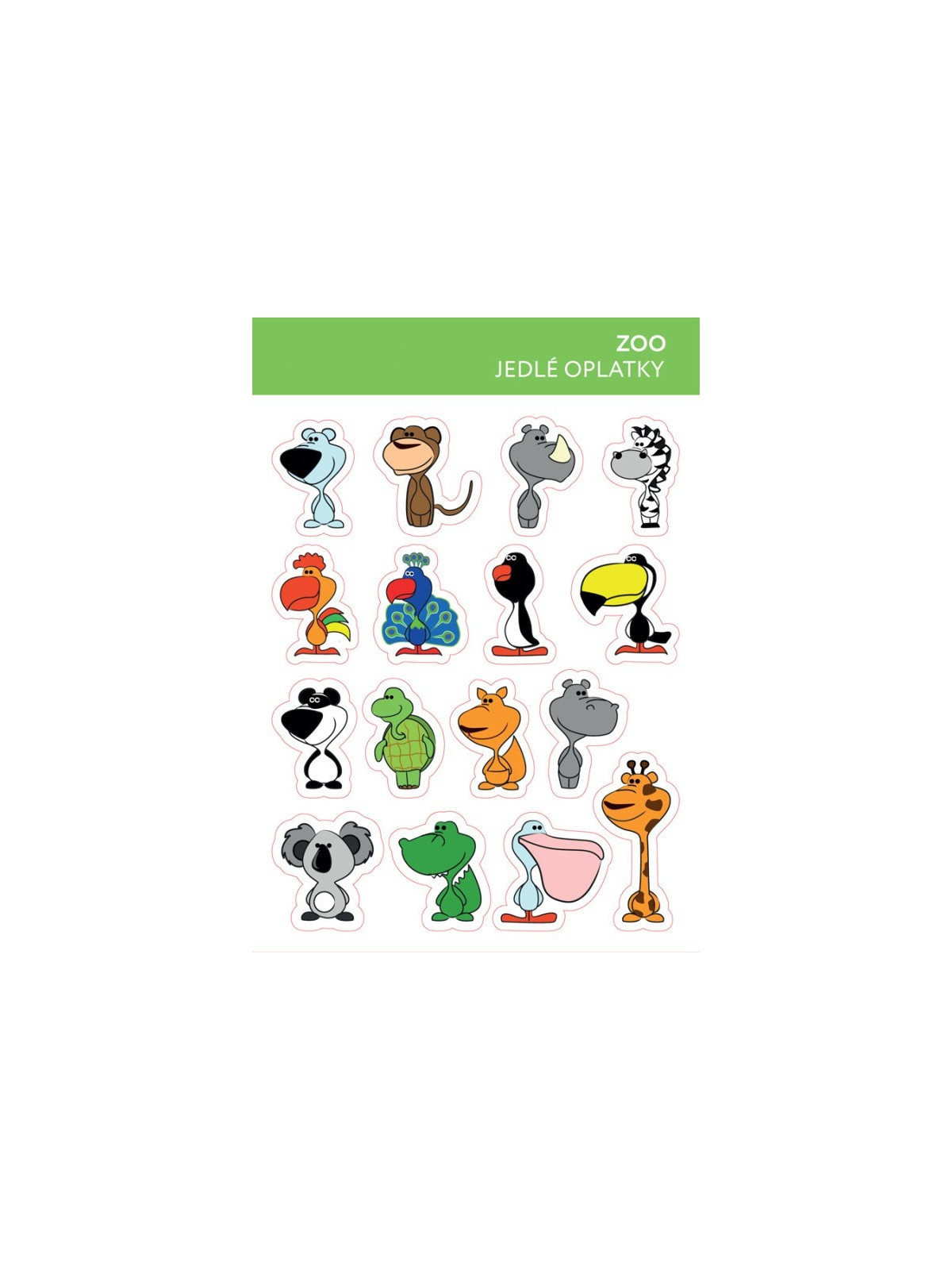 Edible paper card - zoo animals - 16 pcs