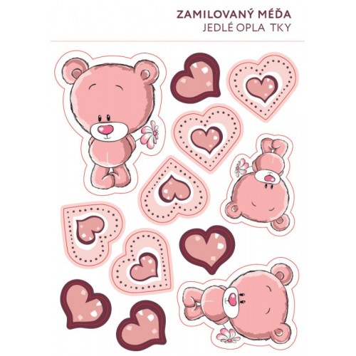 Edible paper card - Loving teddy bear - 11 pieces