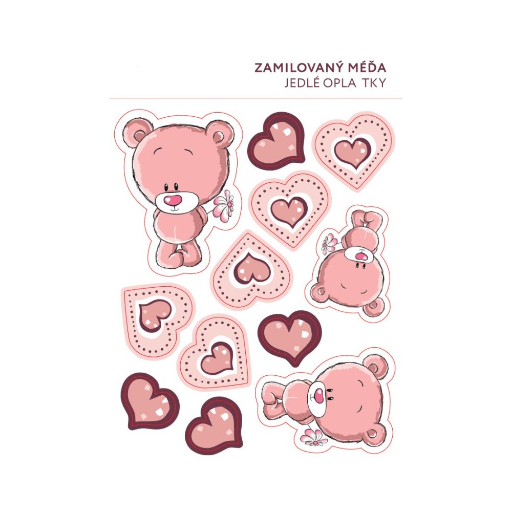 Edible paper Card - Love teddy bear - 11pcs