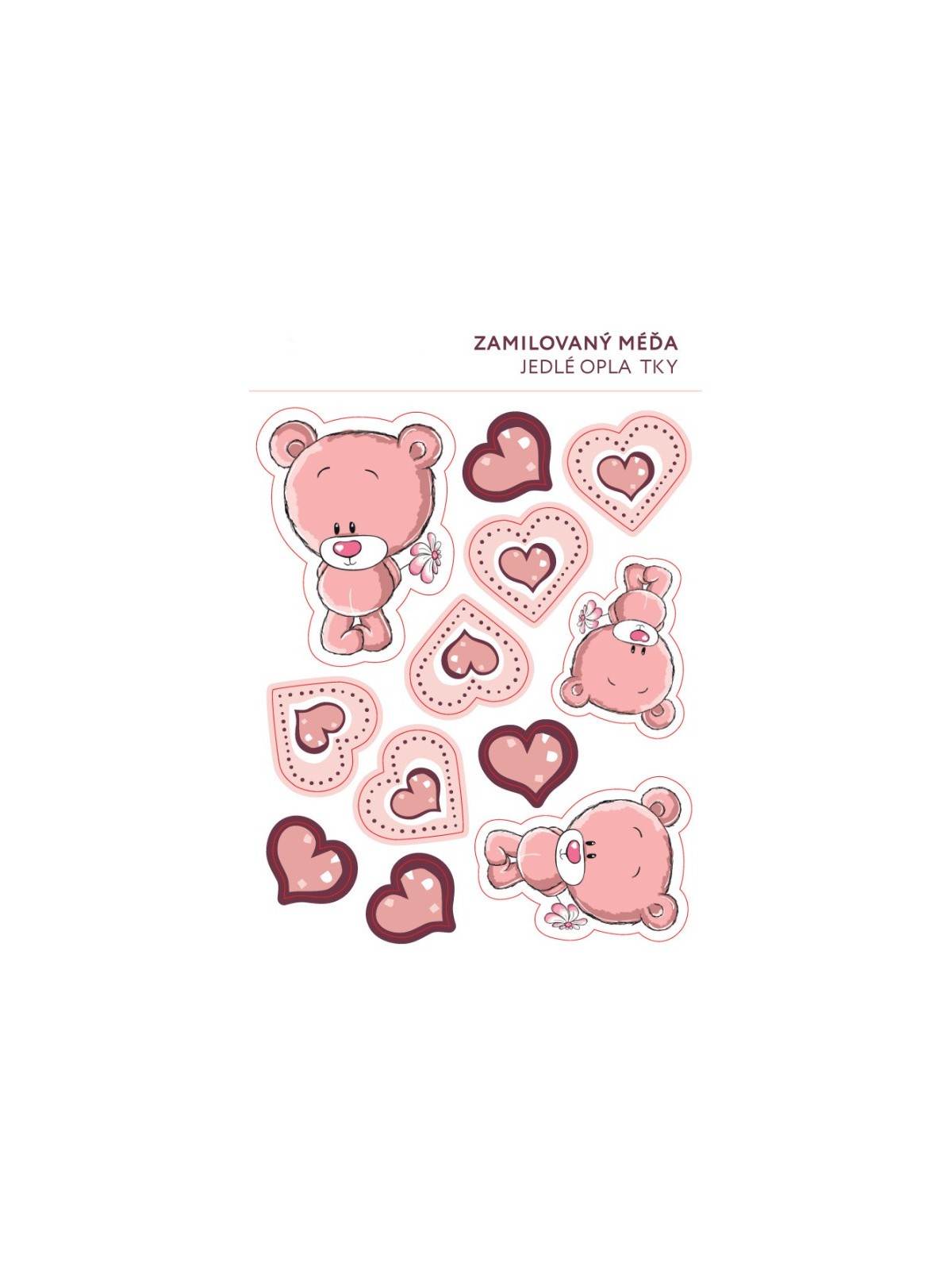 Edible paper card - Loving teddy bear - 11 pieces