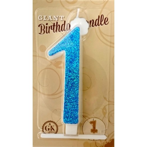 Cake candle large - glitter blue - 1