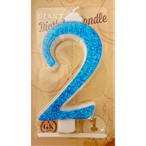 Large cake candle - glitter blue - 2