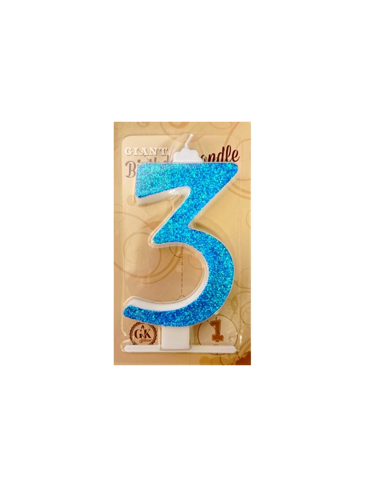 Cake candle large - glittering blue - 3