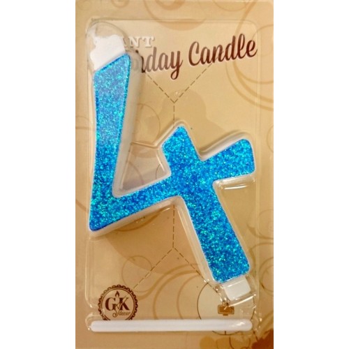 Cake candle large - glitter blue - 4