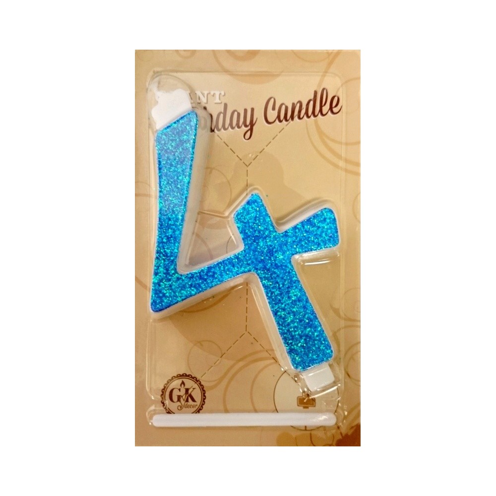 Cake candle large - glitter blue - 4