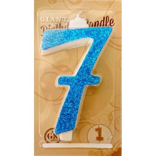 Large cake candle - glitter blue - 7