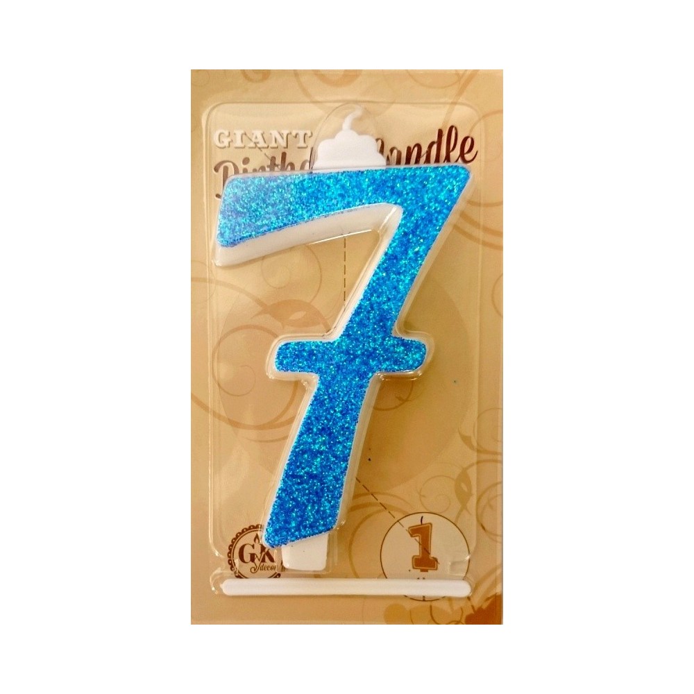 Large cake candle - glitter blue - 7