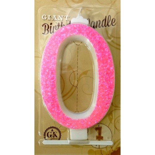 Cake candle large - sparkle pink - 0