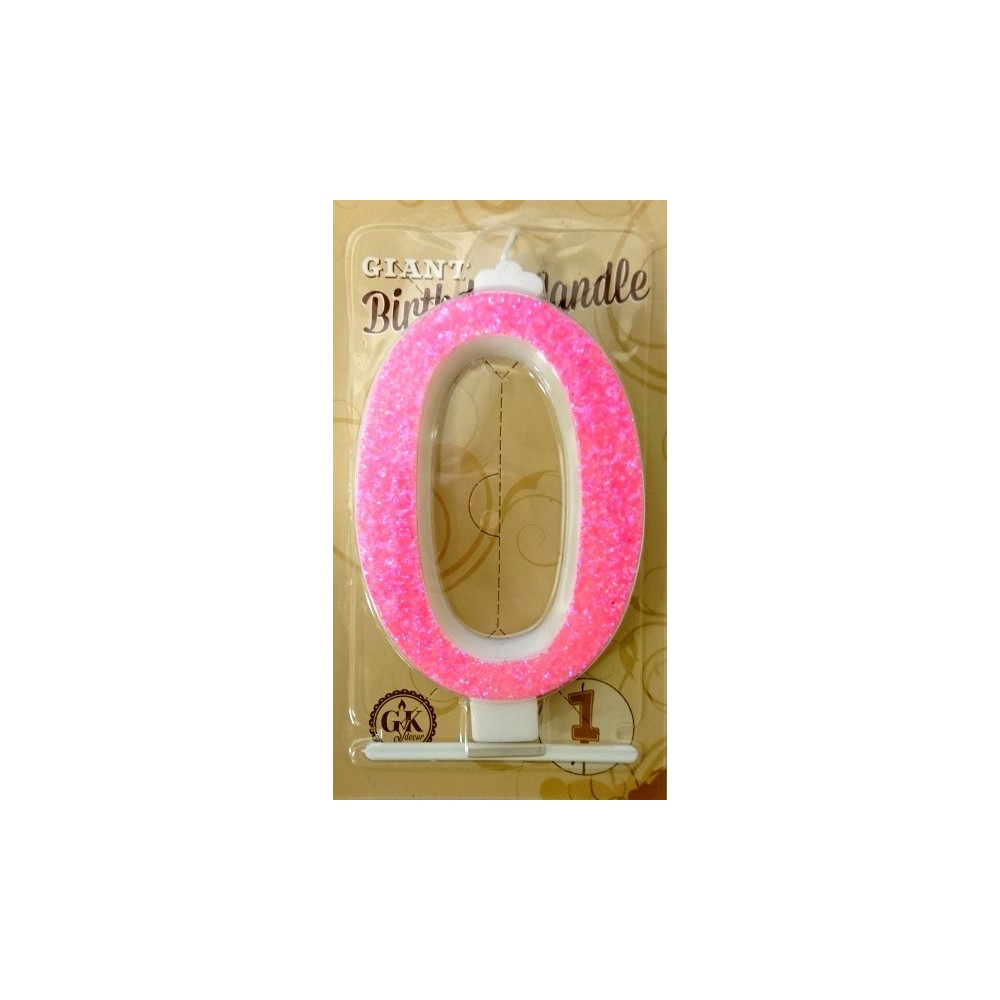 Large cake candle - pink glitter - 0