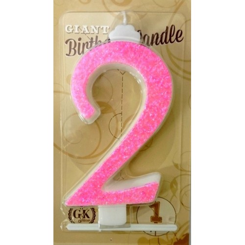Cake candle large - sparkle pink - 2