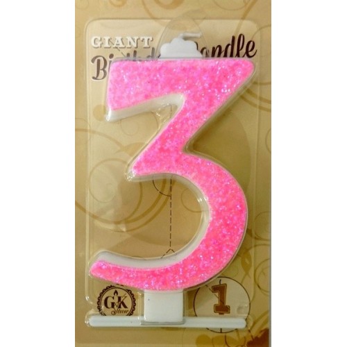 Large cake candle - pink glitter - 3