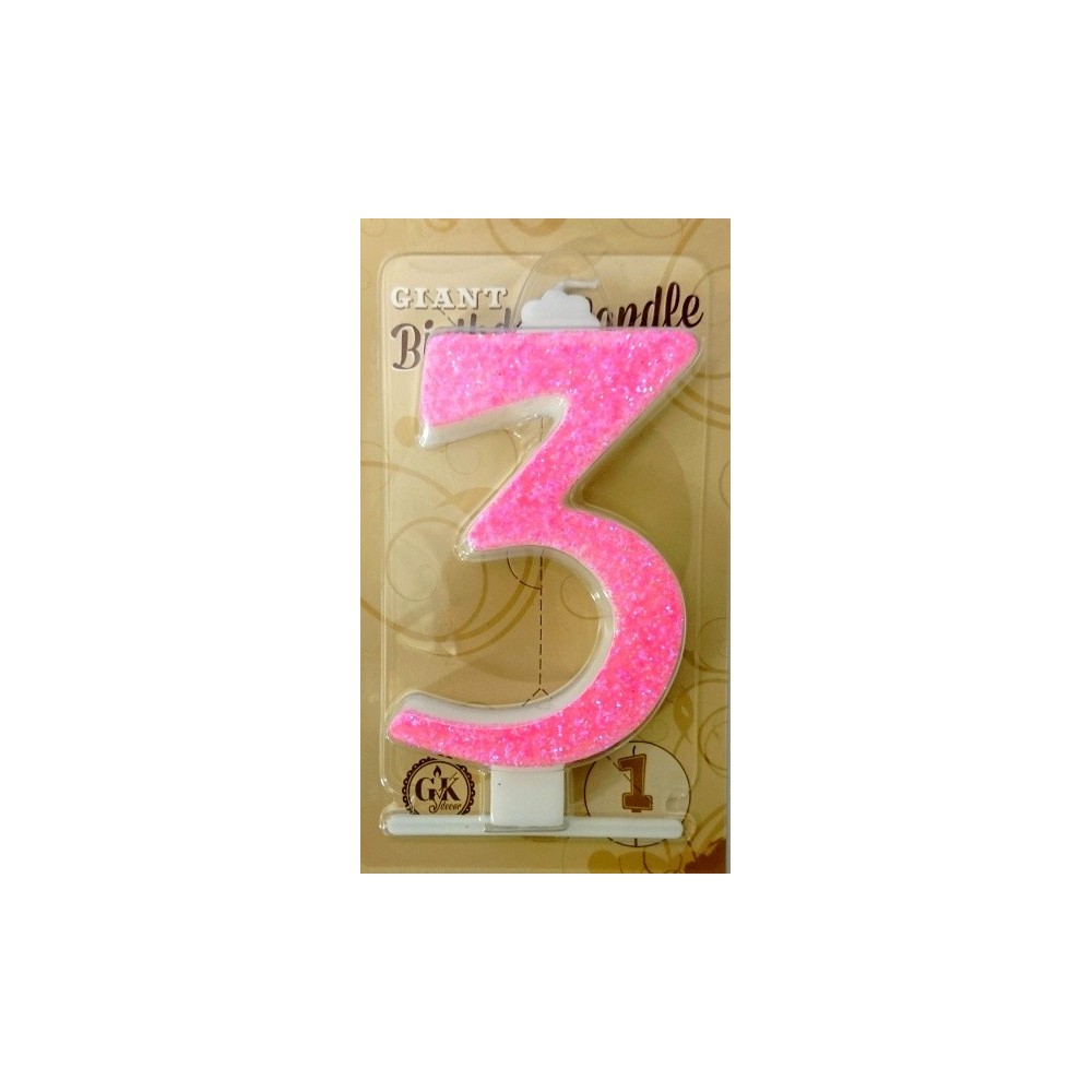 Large cake candle - pink glitter - 3