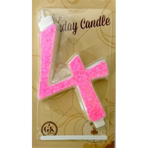 Cake candle large - glitter pink - 4