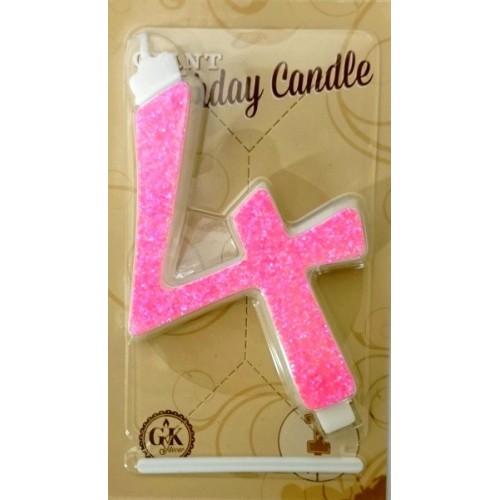 Cake candle large - sparkle pink - 4