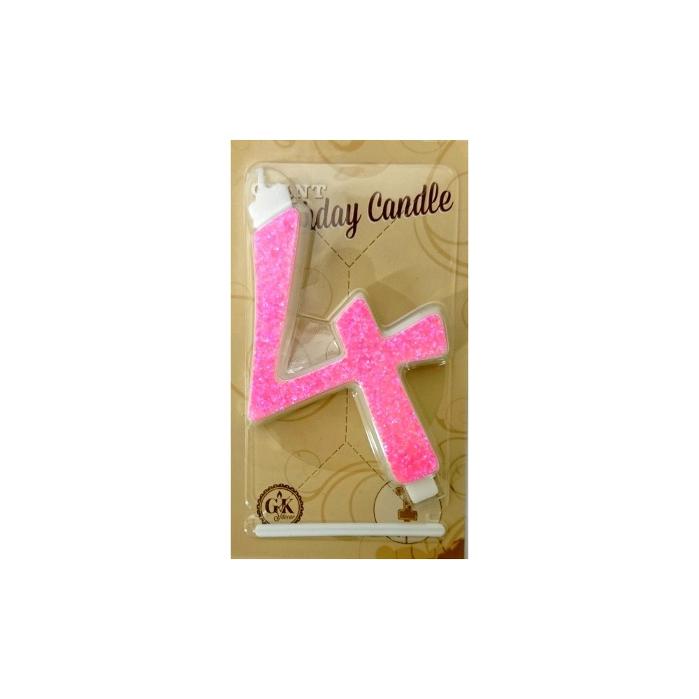 Cake candle large - glitter pink - 4