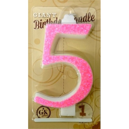 Cake candle large - sparkle pink - 5