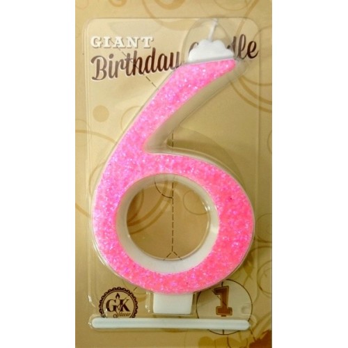 Large cake candle - pink glitter - 6