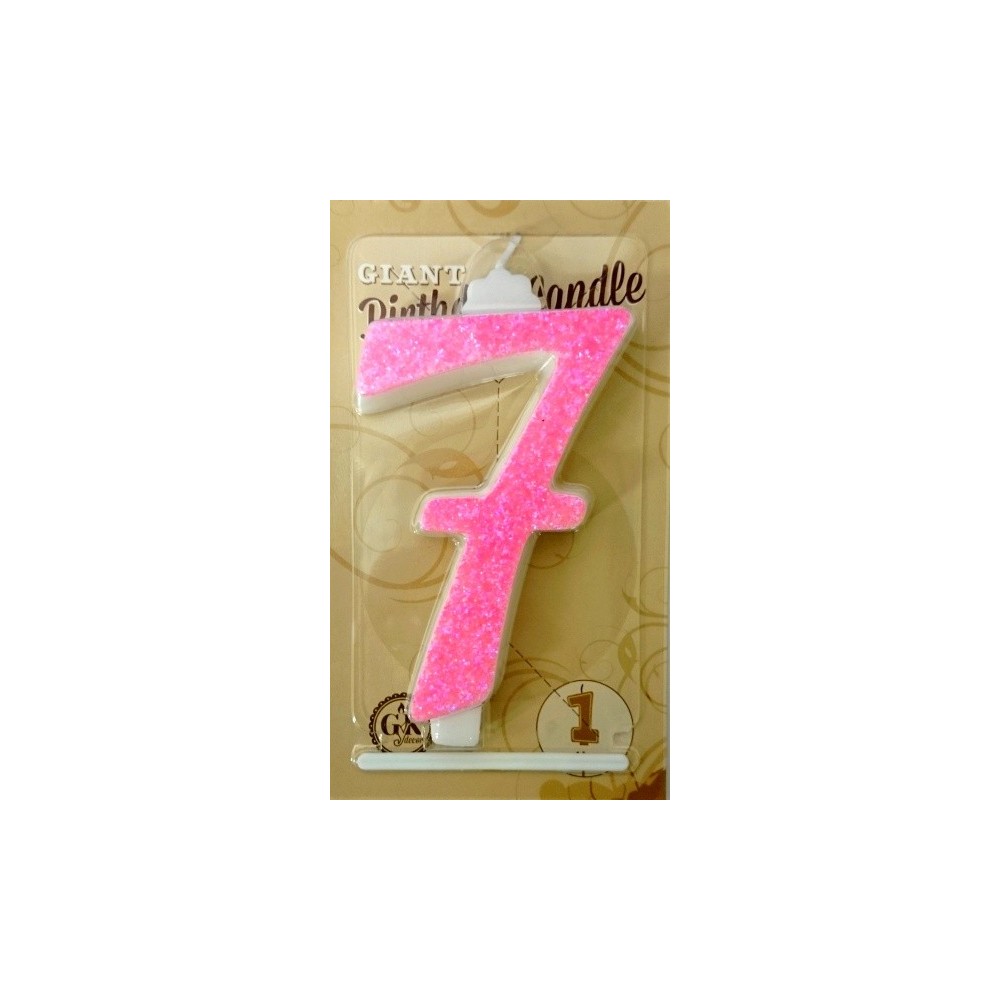 Cake candle large - glitter pink - 7