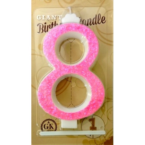 Cake candle large - sparkle pink - 8