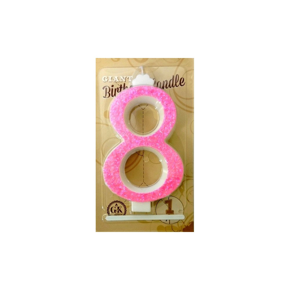 Large Cake Candle - Pink Glitter - 8