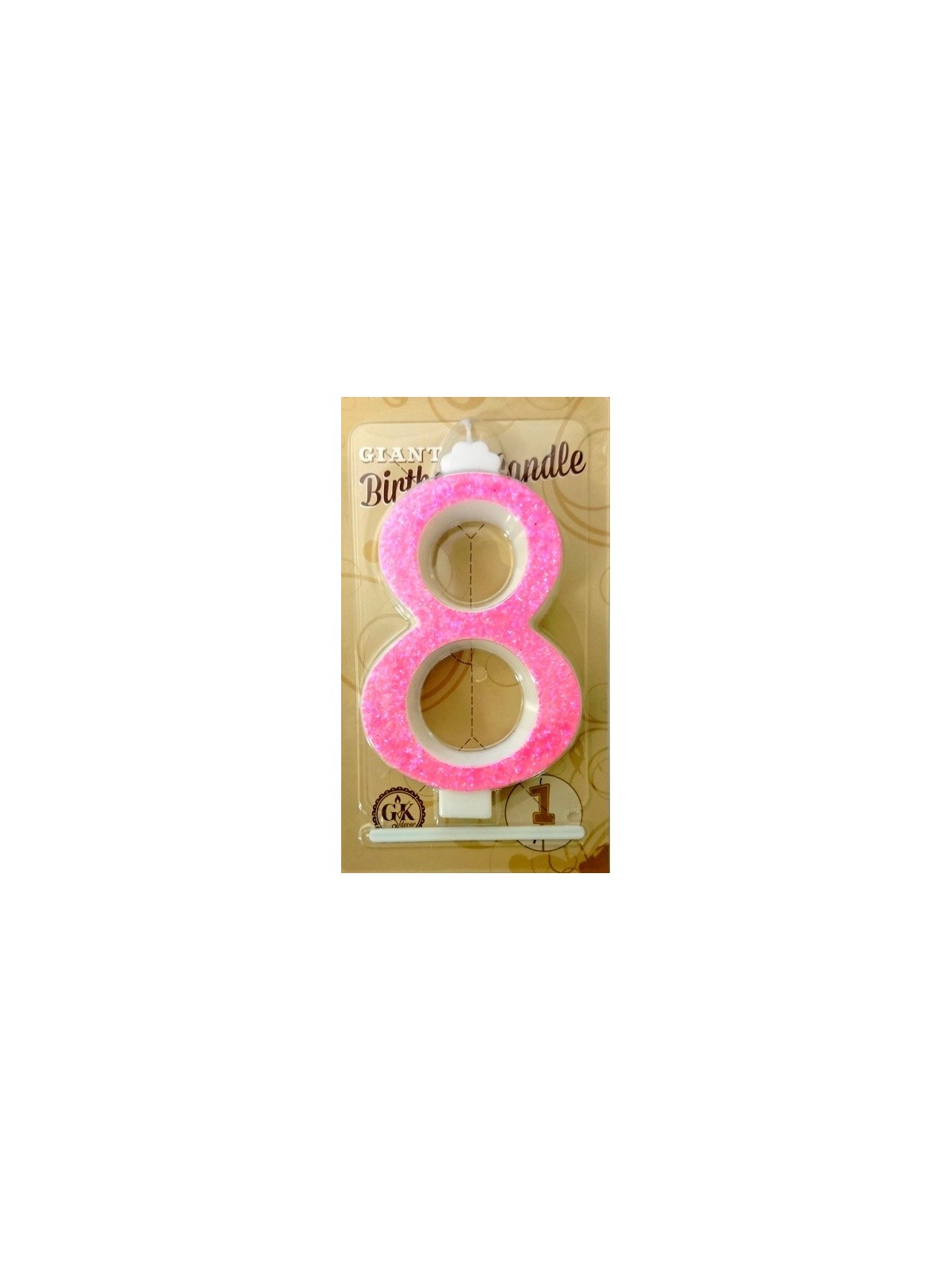 Cake candle large - sparkle pink - 8