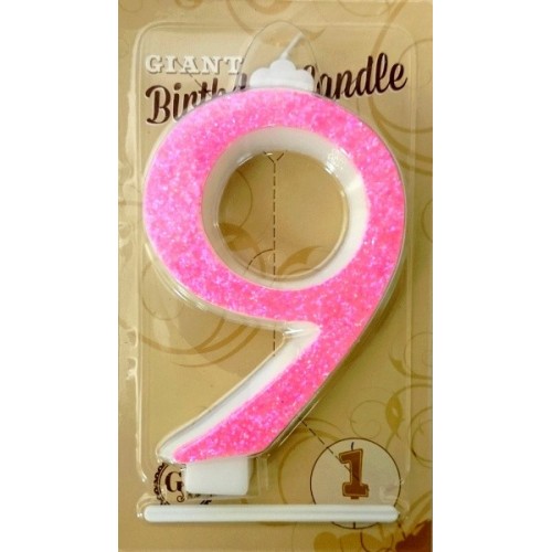 Cake candle large - sparkle pink - 9