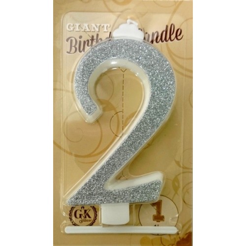 Cake candle large - sparkle silver - 2