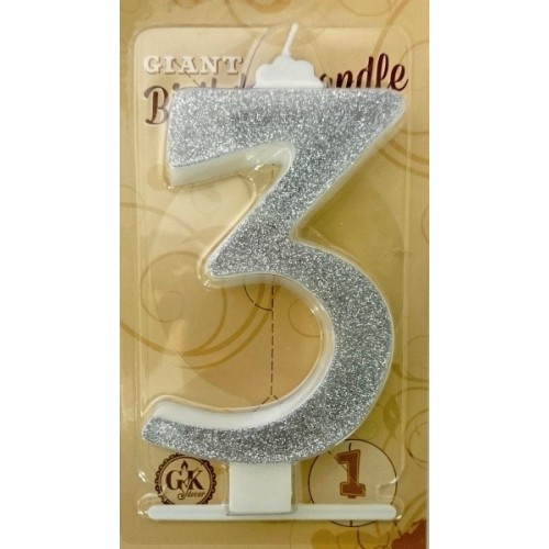 Cake candle large - silver glitter - 3