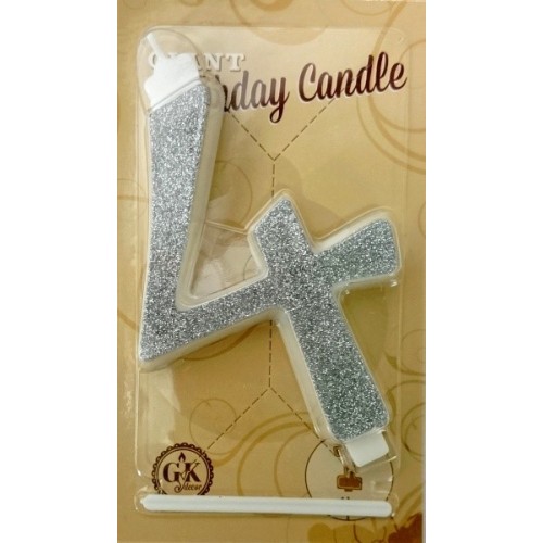 Cake candle large - sparkle silver - 4