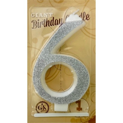 Cake candle large - sparkle silver - 6