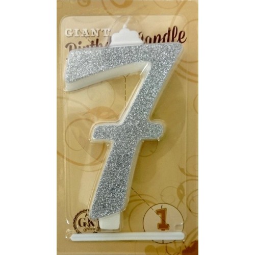 Cake candle large - silver glitter - 7