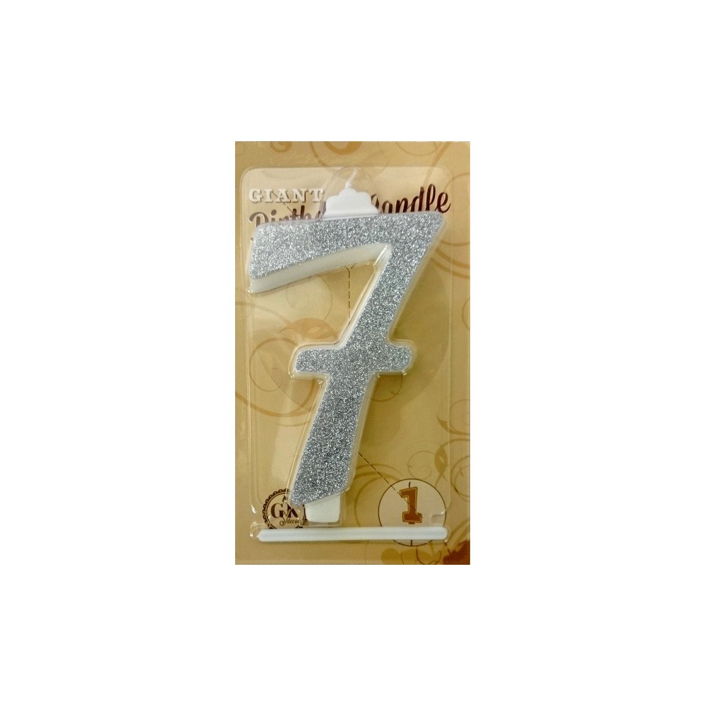 Cake candle large - sparkle silver - 7