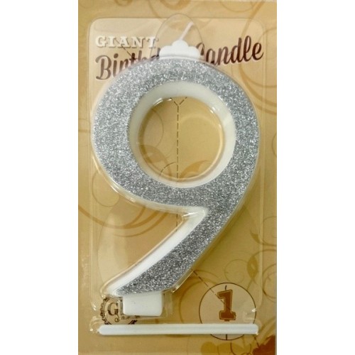 Cake candle large - sparkle silver - 9